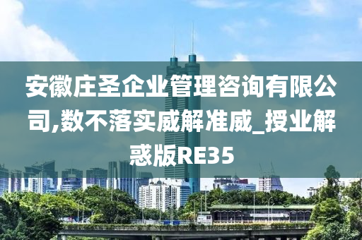 安徽庄圣企业管理咨询有限公司,数不落实威解准威_授业解惑版RE35