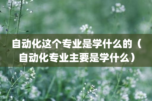 自动化这个专业是学什么的（自动化专业主要是学什么）