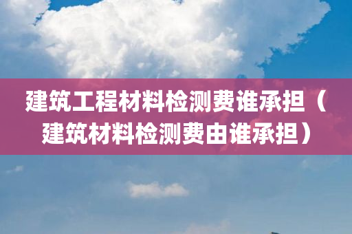 建筑工程材料检测费谁承担（建筑材料检测费由谁承担）