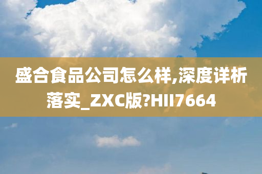 盛合食品公司怎么样,深度详析落实_ZXC版?HII7664