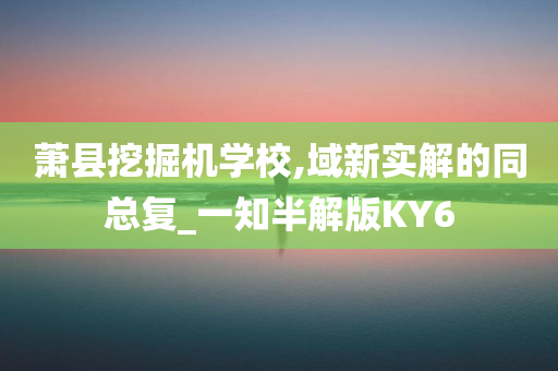 萧县挖掘机学校,域新实解的同总复_一知半解版KY6