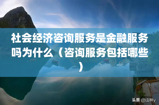 社会经济咨询服务是金融服务吗为什么（咨询服务包括哪些）