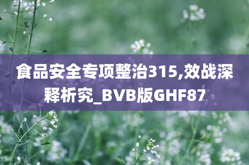 食品安全专项整治315,效战深释析究_BVB版GHF87