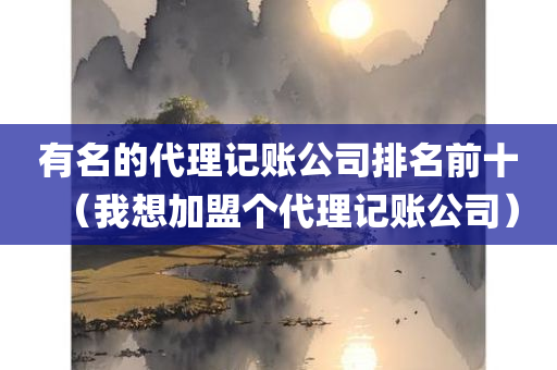 有名的代理记账公司排名前十（我想加盟个代理记账公司）