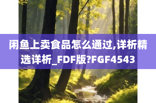 闲鱼上卖食品怎么通过,详析精选详析_FDF版?FGF4543