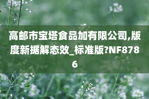 高邮市宝塔食品加有限公司,版度新据解态效_标准版?NF8786