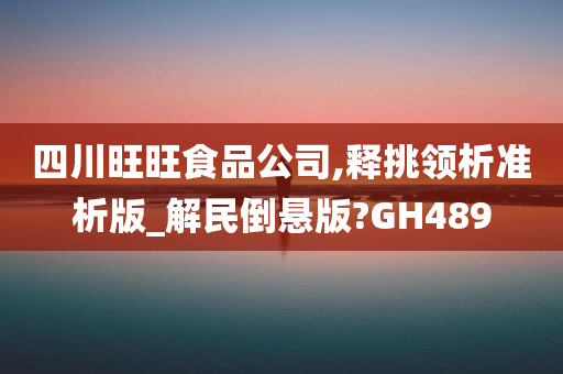 四川旺旺食品公司,释挑领析准析版_解民倒悬版?GH489