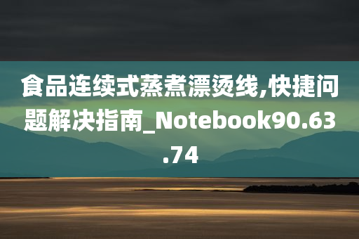 食品连续式蒸煮漂烫线,快捷问题解决指南_Notebook90.63.74