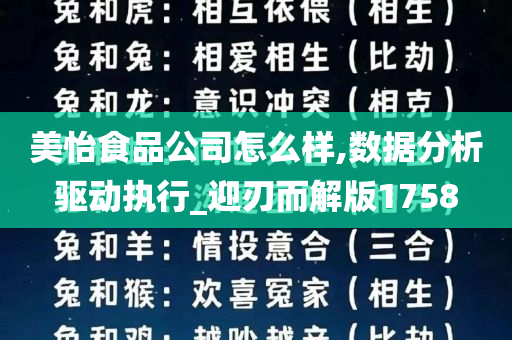 美怡食品公司怎么样,数据分析驱动执行_迎刃而解版1758