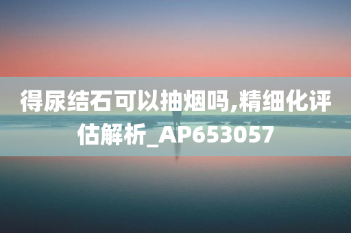 得尿结石可以抽烟吗,精细化评估解析_AP653057