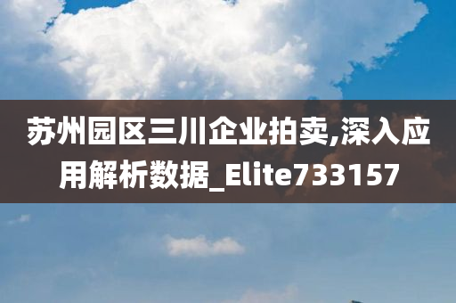 苏州园区三川企业拍卖,深入应用解析数据_Elite733157