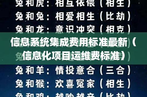 信息系统集成费用标准最新（信息化项目运维费标准）