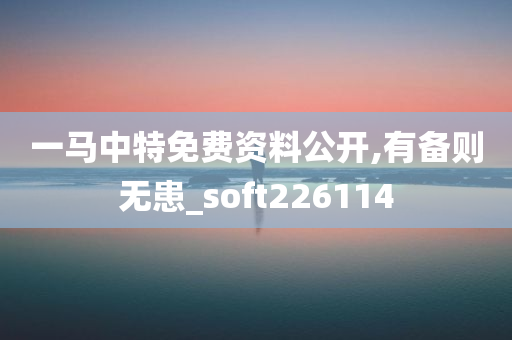 一马中特免费资料公开,有备则无患_soft226114