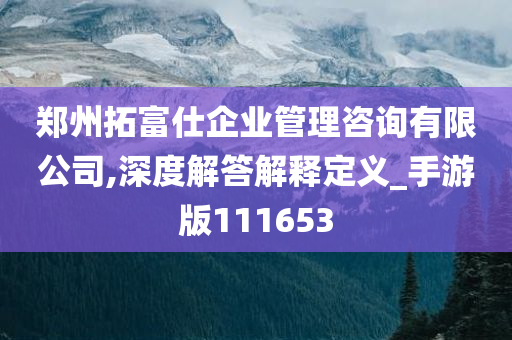 郑州拓富仕企业管理咨询有限公司,深度解答解释定义_手游版111653