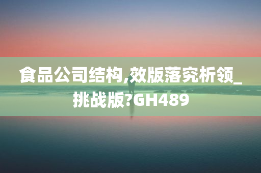 食品公司结构,效版落究析领_挑战版?GH489