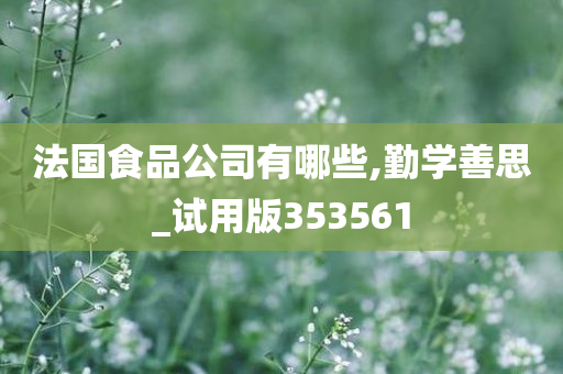 法国食品公司有哪些,勤学善思_试用版353561