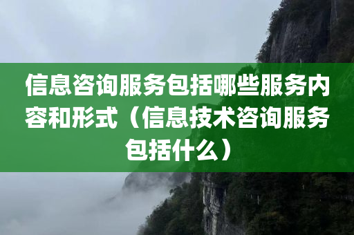 信息咨询服务包括哪些服务内容和形式（信息技术咨询服务包括什么）