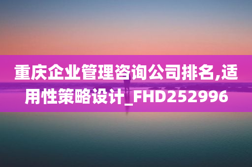 重庆企业管理咨询公司排名,适用性策略设计_FHD252996