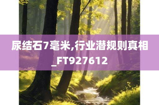 尿结石7毫米,行业潜规则真相_FT927612