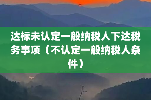 达标未认定一般纳税人下达税务事项（不认定一般纳税人条件）