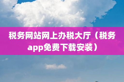 税务网站网上办税大厅（税务app免费下载安装）