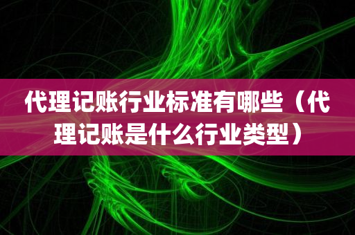 代理记账行业标准有哪些（代理记账是什么行业类型）