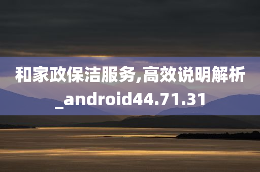 和家政保洁服务,高效说明解析_android44.71.31