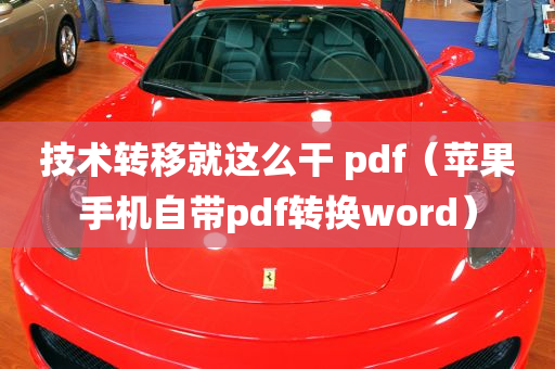 技术转移就这么干 pdf（苹果手机自带pdf转换word）