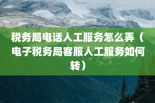 税务局电话人工服务怎么弄（电子税务局客服人工服务如何转）