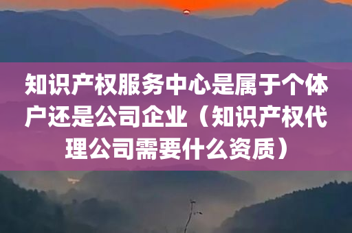 知识产权服务中心是属于个体户还是公司企业（知识产权代理公司需要什么资质）