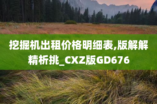 挖掘机出租价格明细表,版解解精析挑_CXZ版GD676