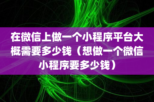 在微信上做一个小程序平台大概需要多少钱（想做一个微信小程序要多少钱）