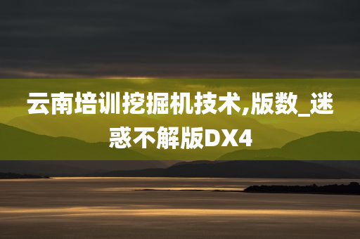 云南培训挖掘机技术,版数_迷惑不解版DX4