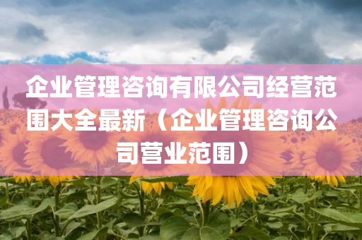 企业管理咨询有限公司经营范围大全最新（企业管理咨询公司营业范围）