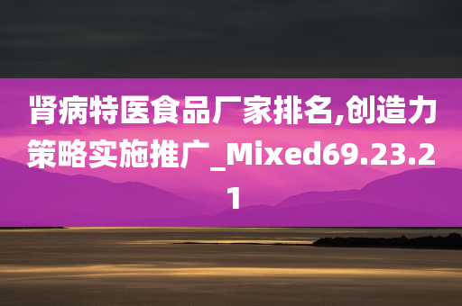 肾病特医食品厂家排名,创造力策略实施推广_Mixed69.23.21