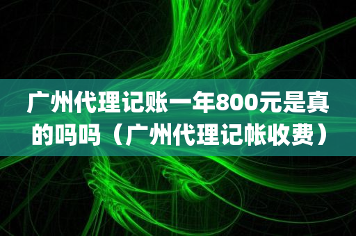 广州代理记账一年800元是真的吗吗（广州代理记帐收费）