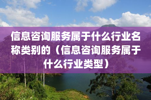 信息咨询服务属于什么行业名称类别的（信息咨询服务属于什么行业类型）