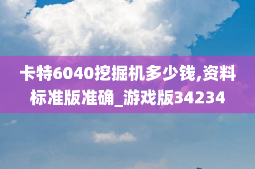 卡特6040挖掘机多少钱,资料标准版准确_游戏版34234