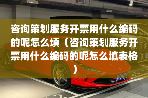 咨询策划服务开票用什么编码的呢怎么填（咨询策划服务开票用什么编码的呢怎么填表格）