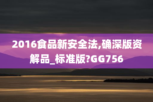 2016食品新安全法,确深版资解品_标准版?GG756