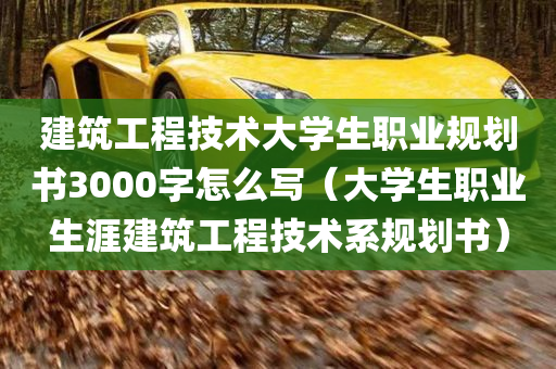 建筑工程技术大学生职业规划书3000字怎么写（大学生职业生涯建筑工程技术系规划书）