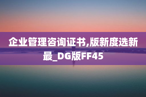 企业管理咨询证书,版新度选新最_DG版FF45